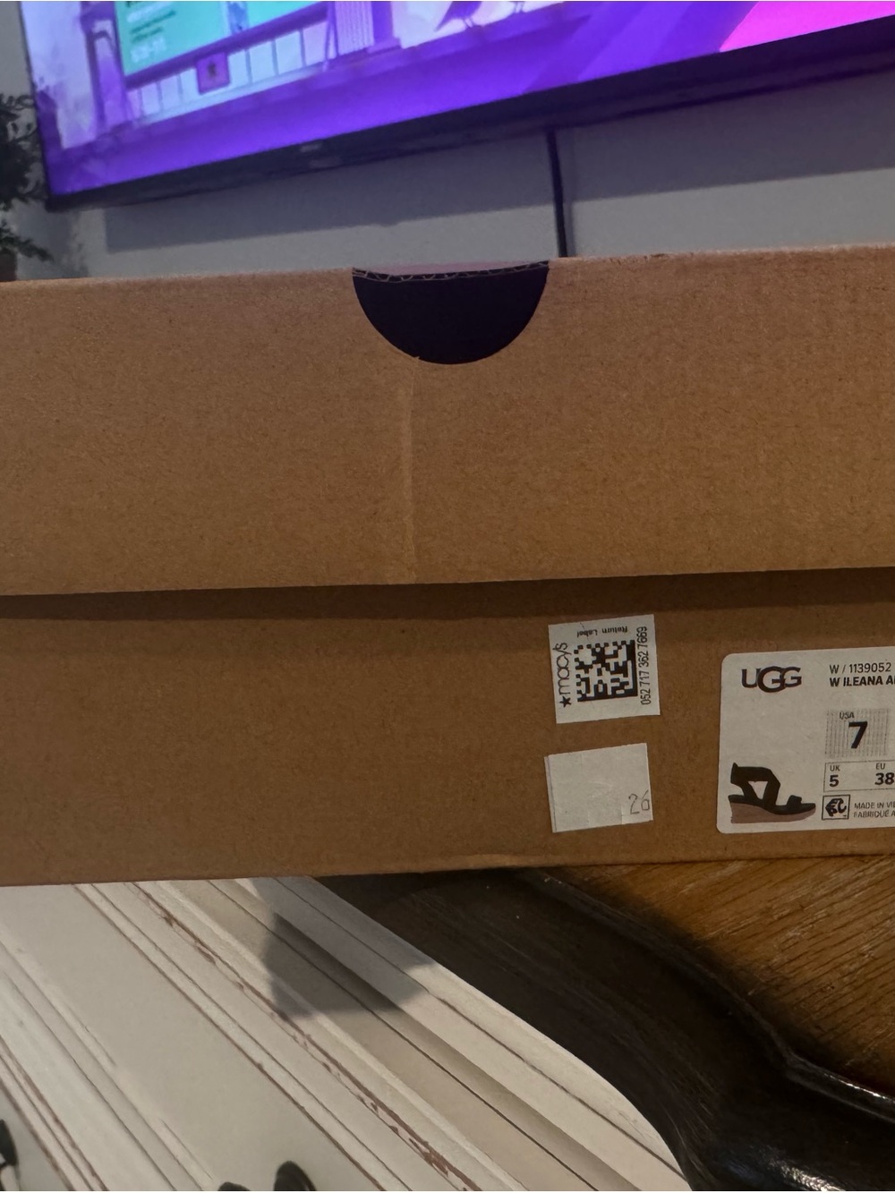 UGG Brown Cardboard Shoe Box with Label